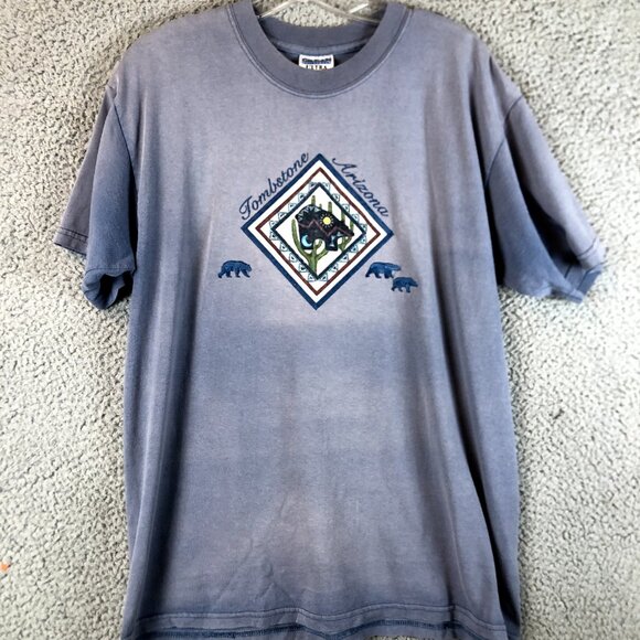 Vintage Tombstone Arizona 90s T shirt Size Large Embroidered Bears Aztec Western - Picture 1 of 6